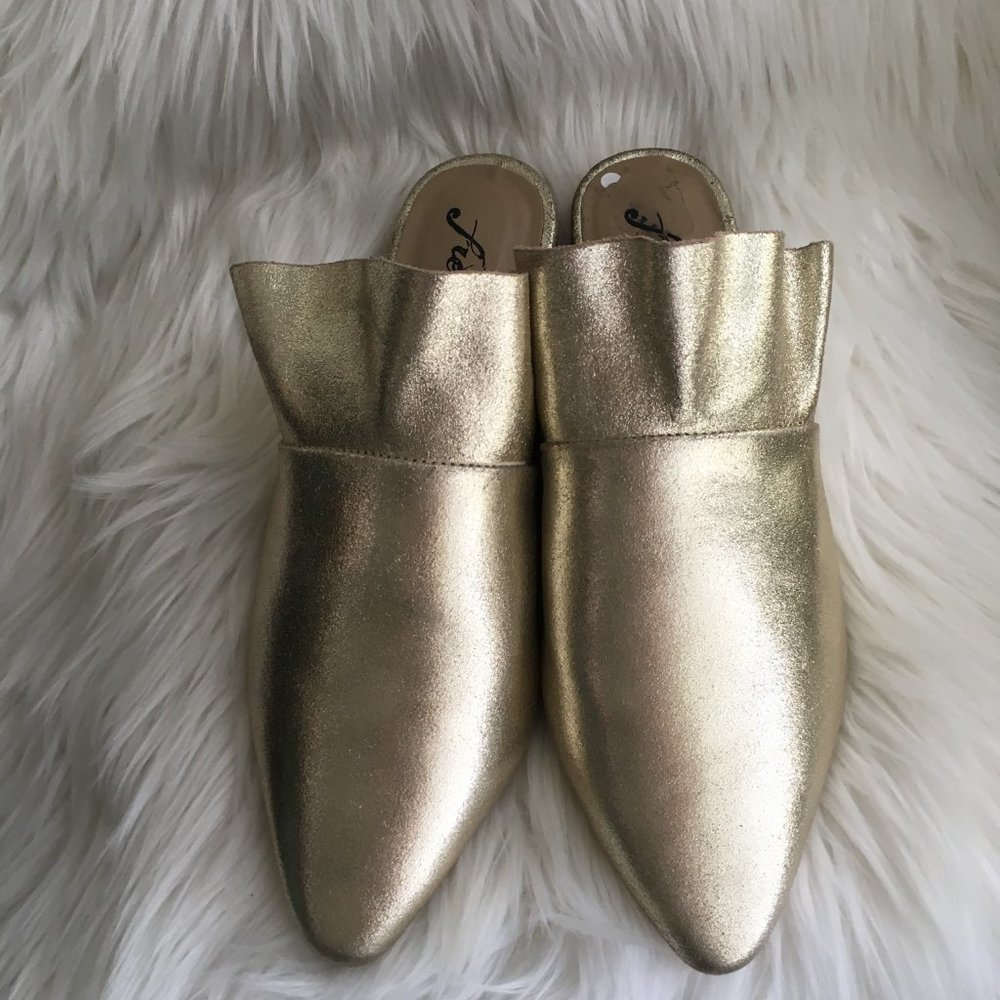 NEW free people metallic slip on mules - Picture 2 of 7